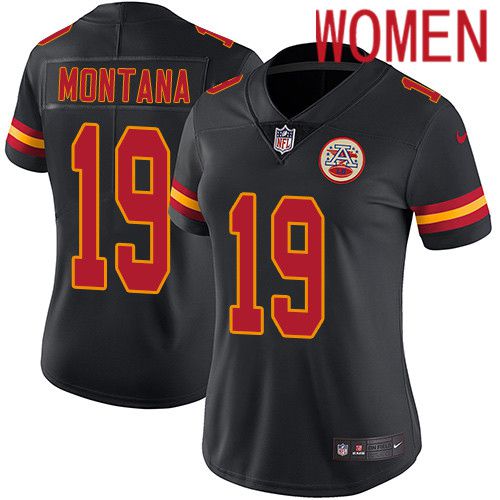 Women Kansas City Chiefs #19 Joe Montana Nike Black Vapor Limited NFL Jersey